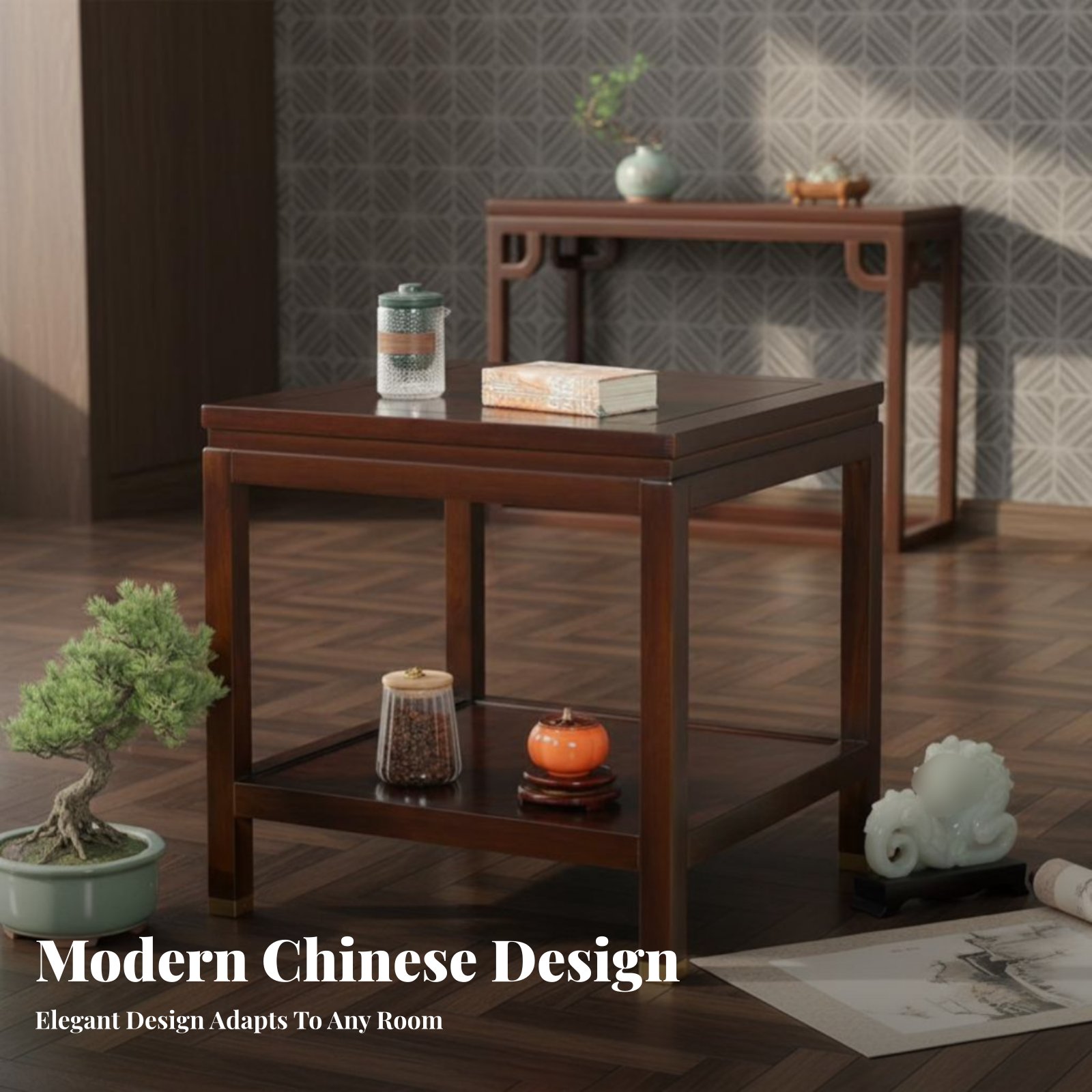 Interior Design Modern - 듀얼 레벨 사각 테이블 미니멀리스트 디자인