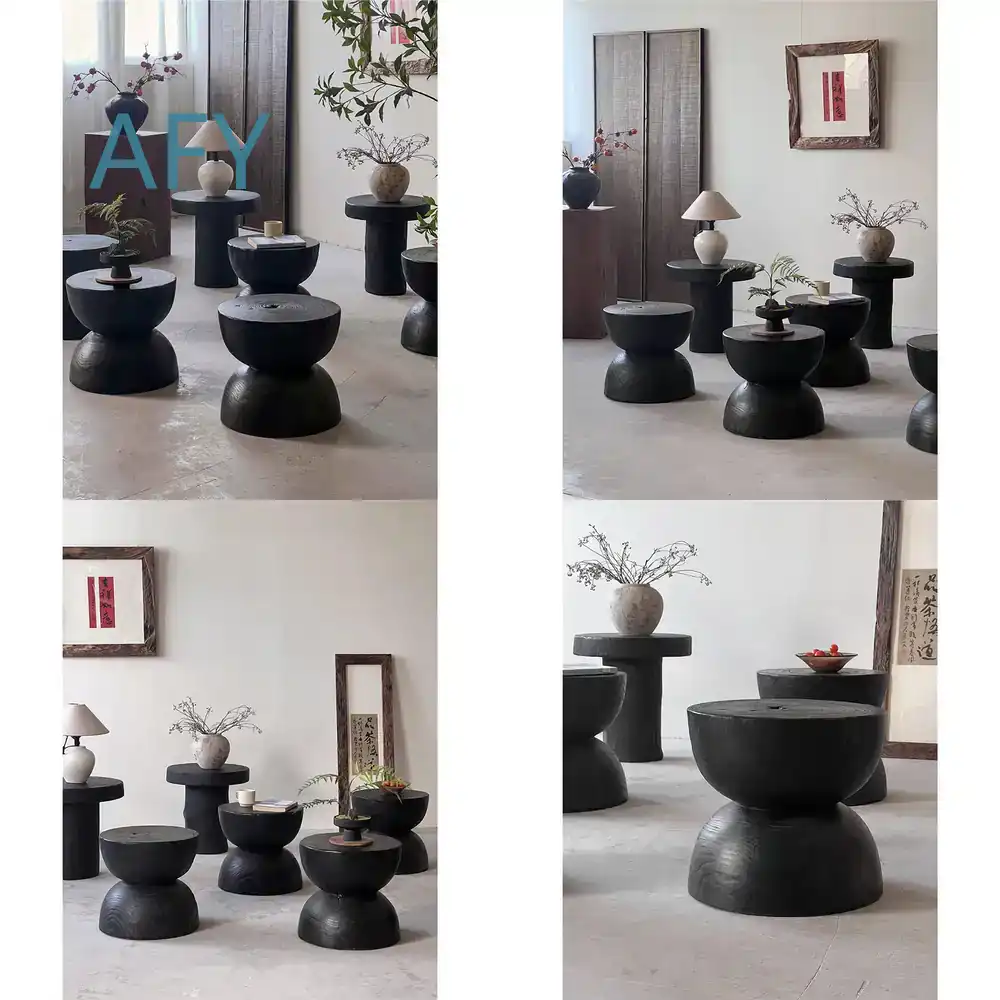 Interior Design Zen Style - 탄화목재 스툴, 거실, 침실, 현관용, 젠