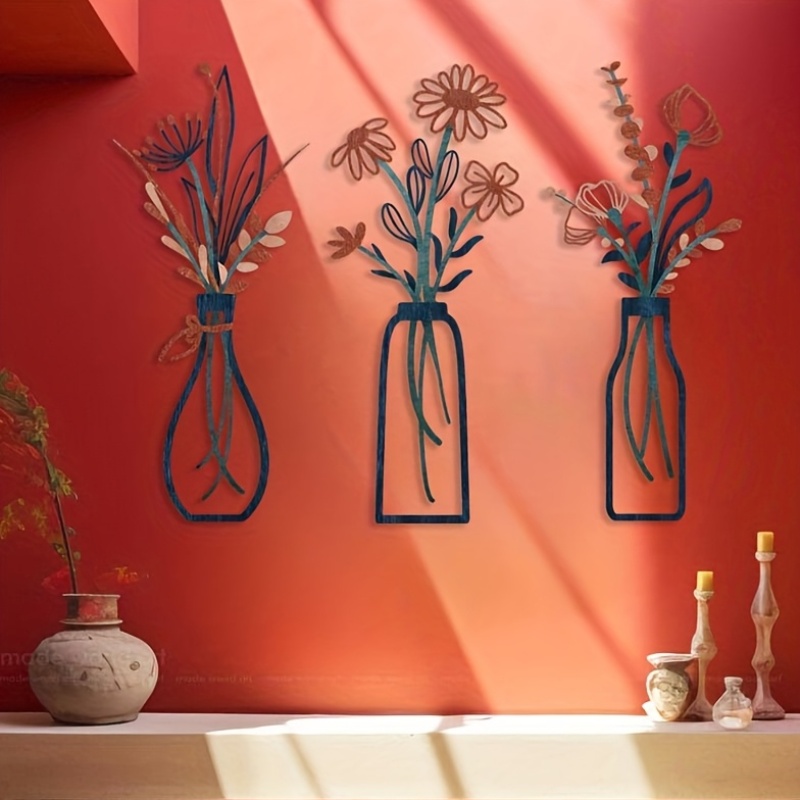 3개의 대형 꽃무늬 벽 예술 조각품 - 모던한 농가 스 - Interior Design Modern 리뷰 및 가격