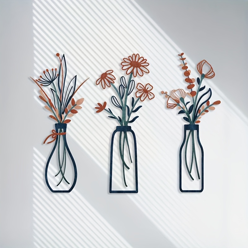 3개의 대형 꽃무늬 벽 예술 조각품 - 모던한 농가 스 - Interior Design Modern 리뷰 및 가격